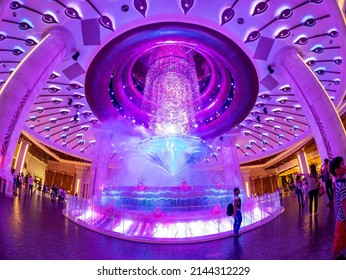Macao, JUL 6 2014 - Interior view of the luxury fountain in Venetian Macao Casino