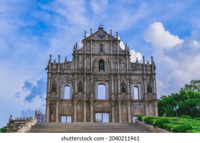 Macao,China AUG,25.2021 

Ruins Of Saint Paul's Cathedral. Built from 1582 to 1602 by the Jesuits. Was destroyed by a fire during a typhoon in 1835.