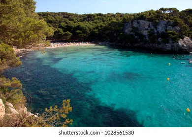 Macarella, Menorca / Spain - June 25, 2016: Cala Macarella bay, Menorca, Balearic Islands, Spain