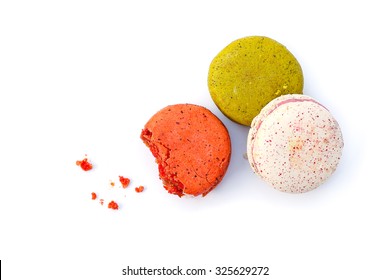 Macaron French Dessert  Isolated From White Background