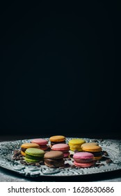 macaron in studio, black background