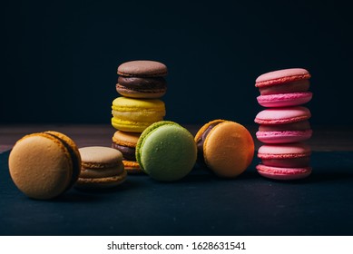 macaron in studio, black background
