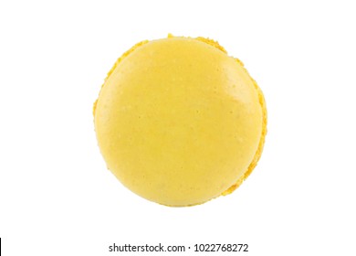 Macaron Yellow Cookies, On White Background