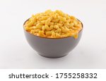 Macaroni and Cheese with bacon, chicken, isolated on white background