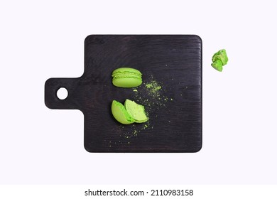 Macaroni Macaroni Cookies Of Green Color Are Lying On A Black Board