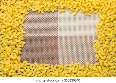 The Macaroni Raw, Unprocessed Ingredients And Put Into A Picture Frame.