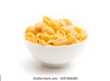 Macaroni Shells And Cheese On A White Background