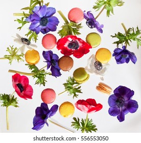 Macarons and flowers