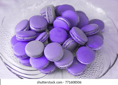 Macarons On A Plate In Colors Of The Year 2018, Ultra Violet Pantone