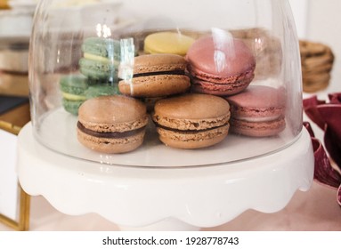 Macarons Under Clear Glass Dome