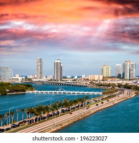 Macarthur Causeway Aerial View, Miami.