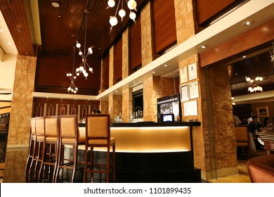 MACAU, CHINA, APRIL 15, 2016: High Class Bar Counter At The Steak House Copa Macau