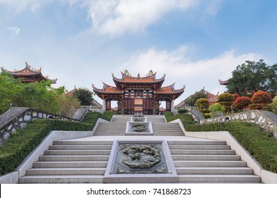 Macau, China - Feb 19,2017 : Macau Tin Hau Temple ,a Largest And Beautiful Temple In A Ma Cultural Village, It's The Attractions For Tourists And People In Macau, China.