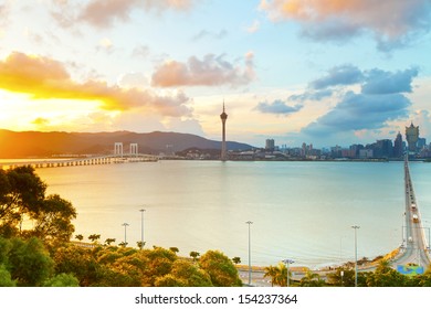 Macau City At Sunset