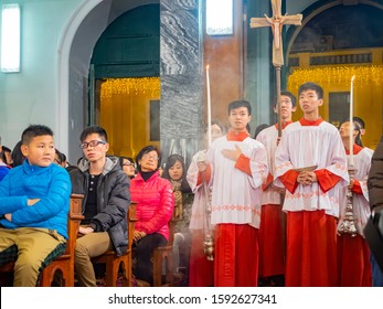 Macau, DEC 24: Christmas Mass Event Of The Nativity Of Our Lady Church On DEC 24, 2019 At Macau, China