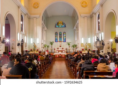 Macau, DEC 24: Christmas Mass Event Of The Nativity Of Our Lady Church On DEC 24, 2019 At Macau, China