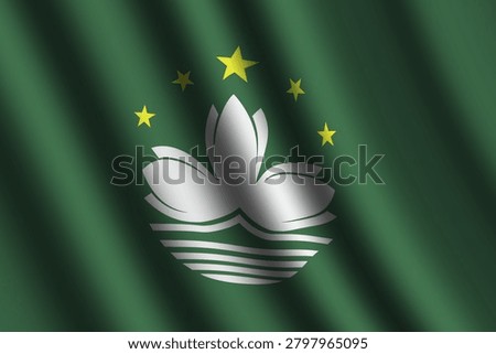 The Macau flag flying in the wind