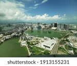Macau from the top view through window