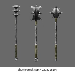 Mace Weapon Of Green And Grey 