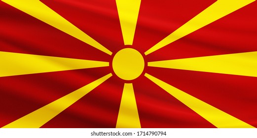 Macedonia flag with fabric texture