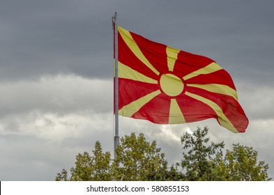 Macedonian Flag waving