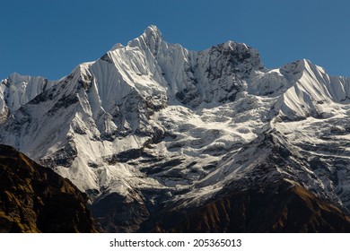 Machapuchhare Montain Range Under Snow, Himalayas, Nepal