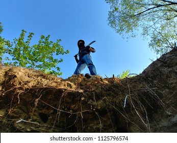 With a machete in hands