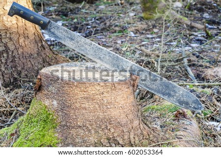 Machete in stump