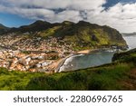 Machico city view. Madeira island on Altantic Ocean