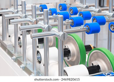 A machine with blue and white, furniture industrial production concept parts - Powered by Shutterstock