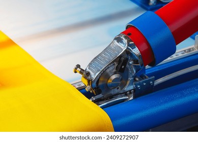 machine machine for cutting textile material close up