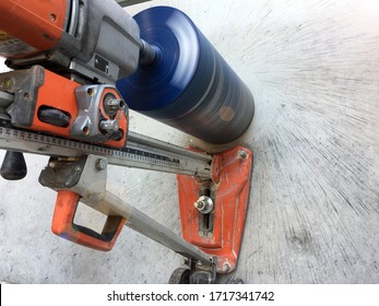 Machine Drilling In A Concrete. Drilling Rig