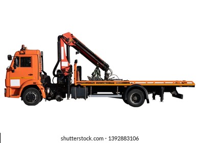 Machine for the evacuation, transport from the city streets on a white isolated background