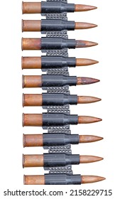 Machine Gun Ammo On White Background