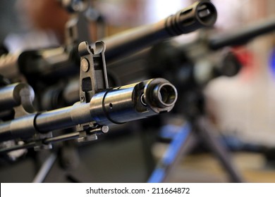 Machine Gun Front Sight And Muzzle