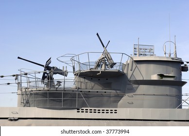 Machine Guns On Submarine - Submarine From World War 2 - It Is Located On The Beach In Laboe Near Kiel In Germany. Type VII U-Boat.