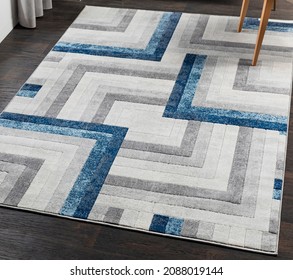 Machine made geometric modern living room carpet - Shutterstock ID 2088019144