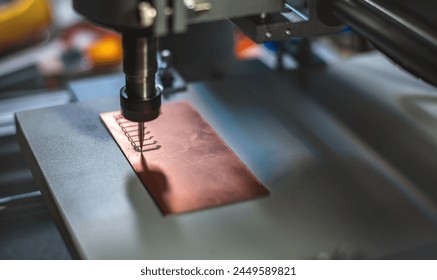 machine with numerical control CNC carries out milling of printed circuit boards, Circuit Engraving, Diy Circuit Boards PCB - Powered by Shutterstock