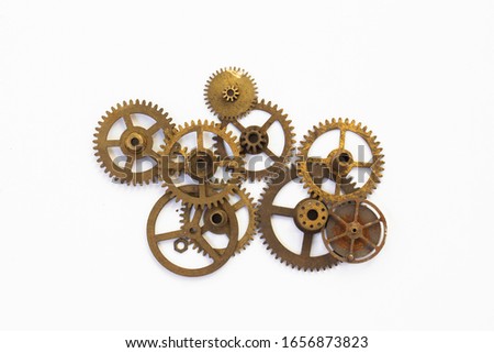 Machine Parts on top of white background