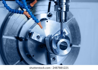 Machine robot CNC turning milling factory metal industry, blue toning color copy space. - Powered by Shutterstock