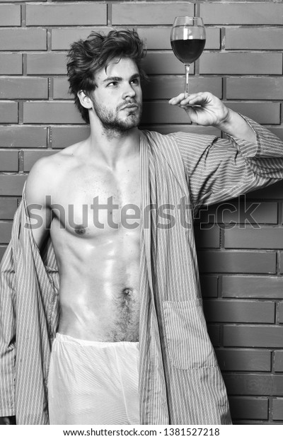 Macho Tousled Hair Degustate Luxury Wine Stock Photo Edit Now