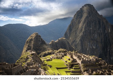 Machu Picchu, Incas Empire Lost Capital City, Ancient Temple Ruins in Andes Sacred Valley, Huayna Picchu Mountain Peak, Unesco World Heritage site, Peru, South America - Powered by Shutterstock