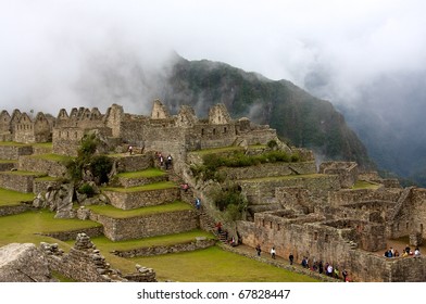 Machu Picchu, Peru, With Fog And Clouds