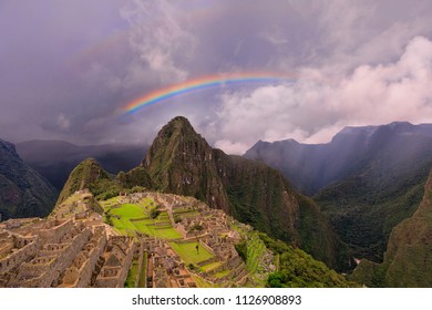 Machu Picchu Rains Over The Clear Rainbow