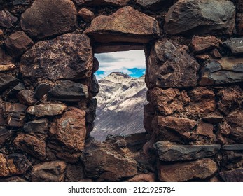 Machupicchu Cusco Peru Historical, touristic place of the ancient civilization of the Inca Empire. Runes of the ancient city on the mountain of Machupichu and Huayna Picchu. House with window