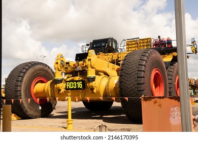 Mackay, Queensland, Australia - 14 April 2022; Huge yellow chassis for a mining dump truck ready to be shifted to a coal mine in the Bowen Basin in Central Queensland.