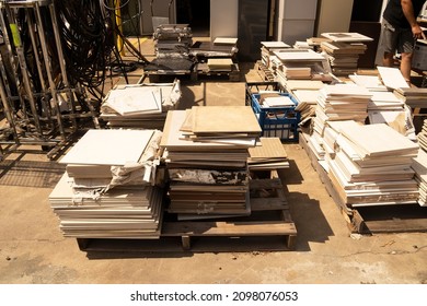 Mackay, Queensland, Australia - 23 Dec 2021; Tiles And Building Material Being Recycled At A Dump Shop Run By A Not For Profit Charity.