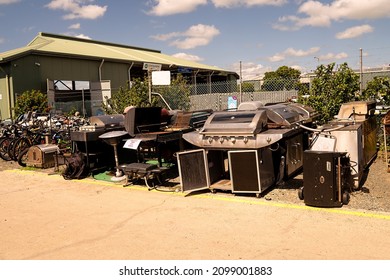 Mackay, Queensland, Australia - 23 Dec 2021; BBQ Barbeques Being Recycled At A Dump Shop Run By A Not For Profit Charity.