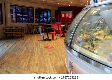 Mackay, Queensland, Australia - June 2021: Interior Of An Icecream Shop In The City With No Customers