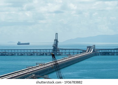 Mackay, Queensland, Australia - March 2021: Port of Hay Point terminal exporting thermal and metallurgical coal from Central Queensland’s Bowen Basin mines to ports around the world.